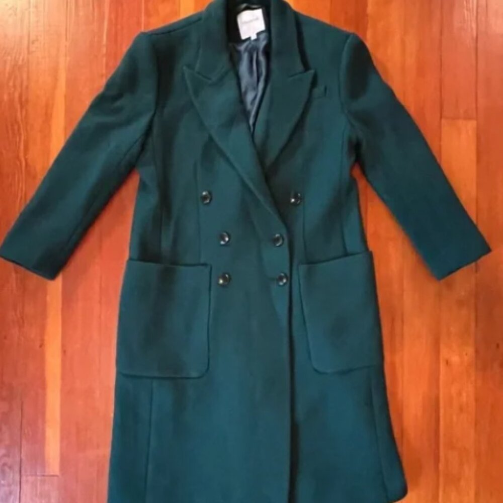 Madewell NWOT Elegant Emerald Green Double-Breasted Women's Wool Coat - Medium
